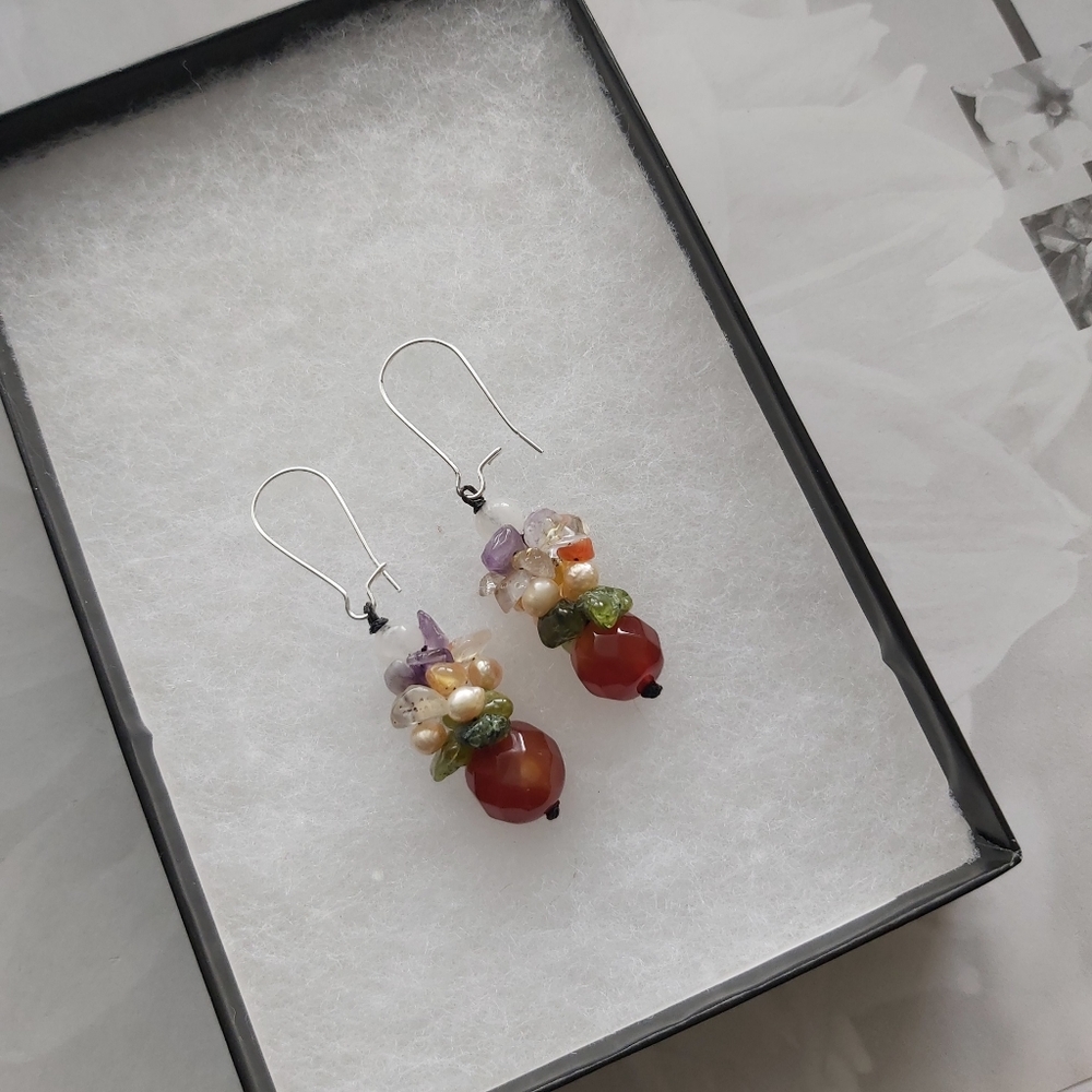 Agate and Pearl earrings - Picture 2 of 2